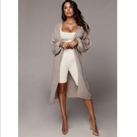 NWT JLUXLABEL Grey Lottie Balloon Sleeve Knit Cardigan - Picture 2 of 12